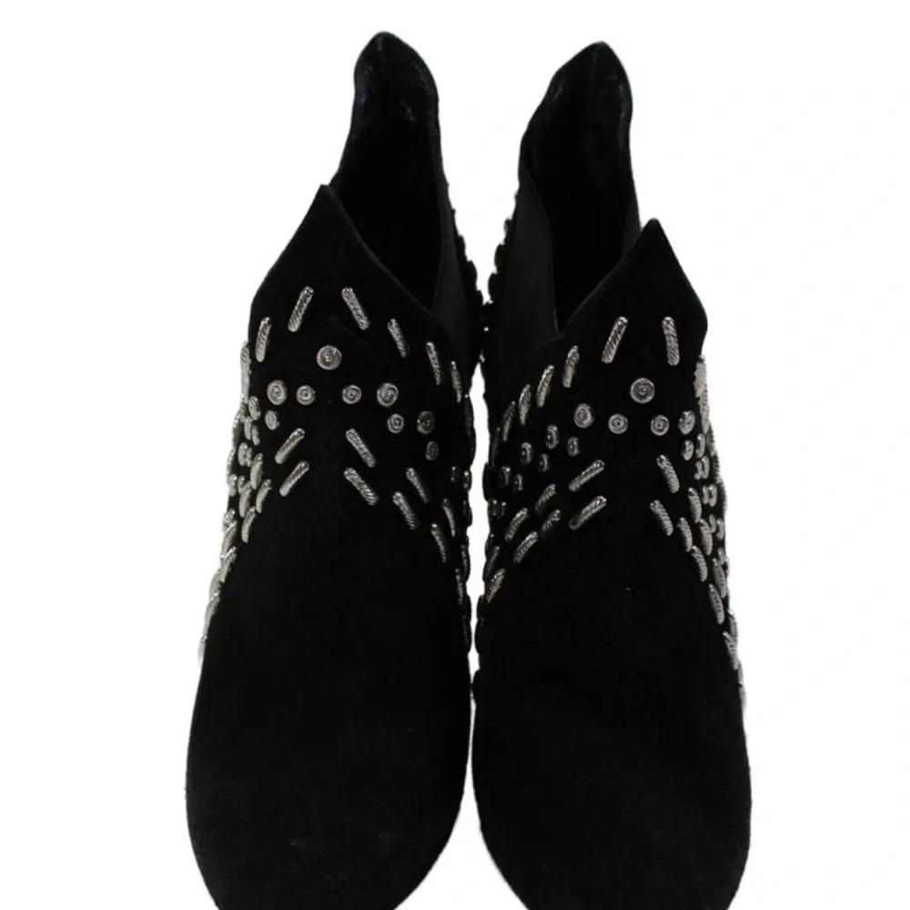 Alaia Womens 4” Stiletto Round Toe Studded Booties Black Suede Size 36.5 - Picture 2 of 6
